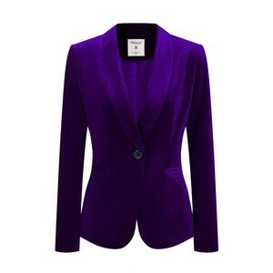 Women's Coat Solid Shawl Collar 1 Button Velvet Blazer Deep Purple